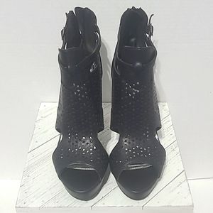 Black Peep Toe High Heel Sandal Ankle Boots